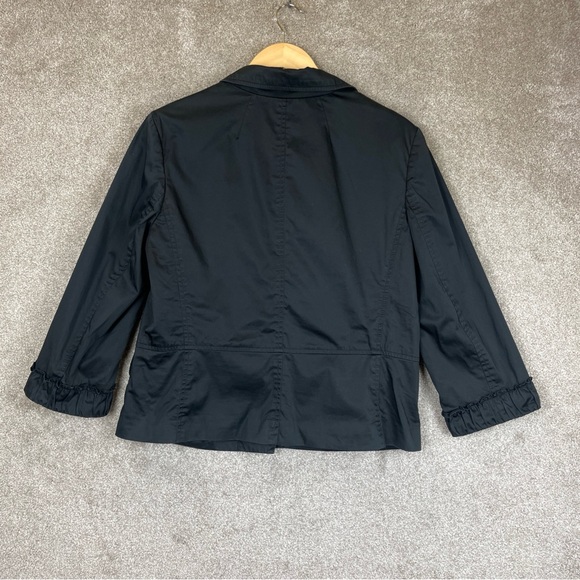 Talbots Jacket Womens 14 Black Cotton Blend 3/4 Sleeve Lined Snap Front- 2206* - Picture 2 of 12